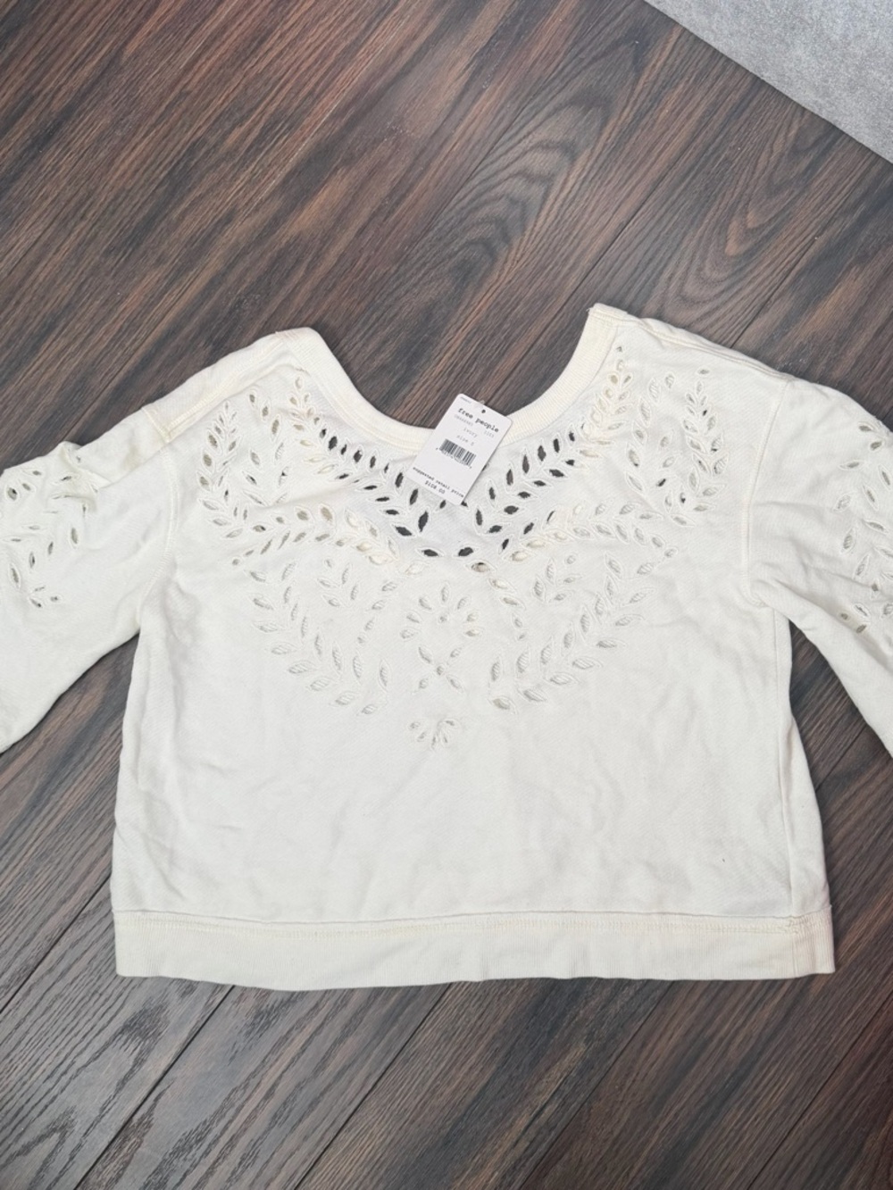 Free People Ivory Eyelet Knit Top